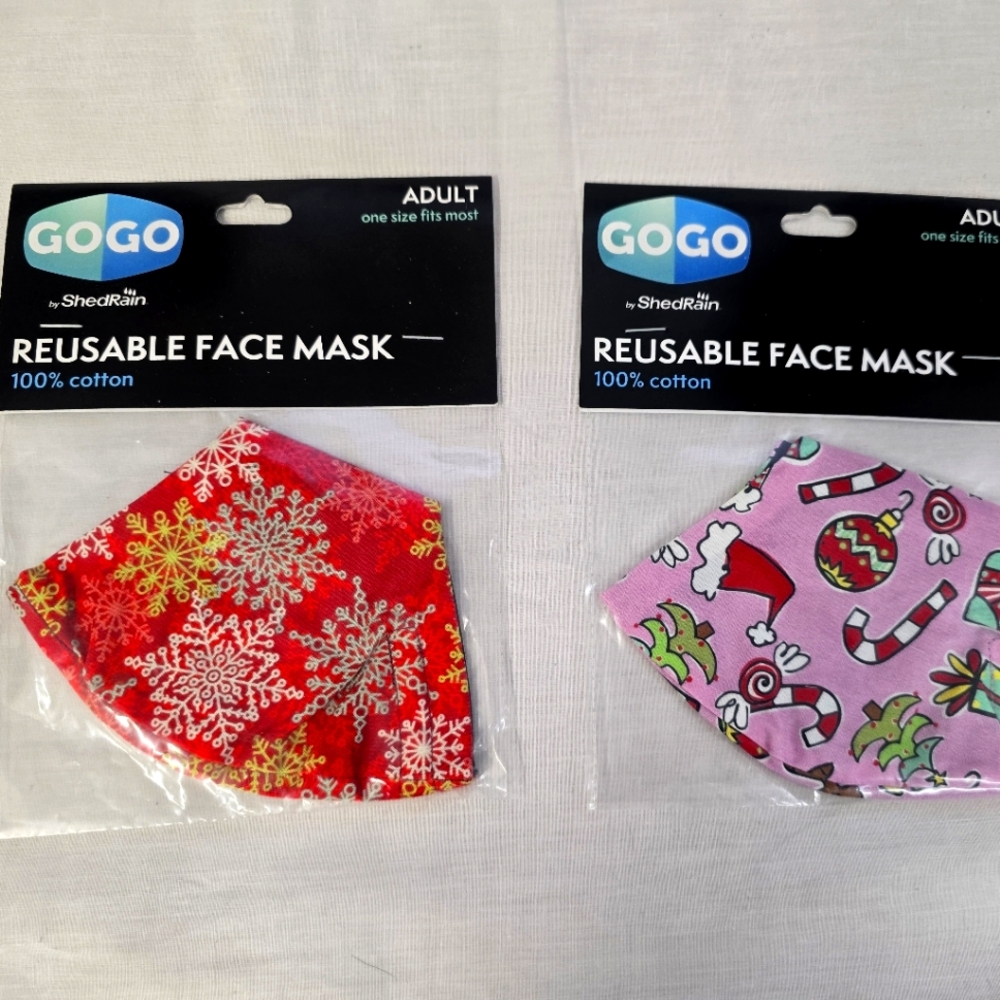 2 Adult Christmas reusable christmas masks.